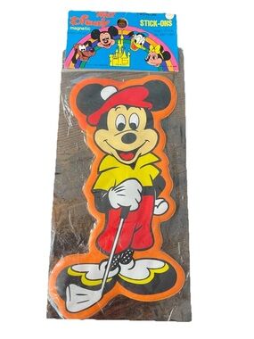 🆕Vintage Walt Disney Productions Mickey Mouse Golf Puffy Magnet StickOn NIP 9903